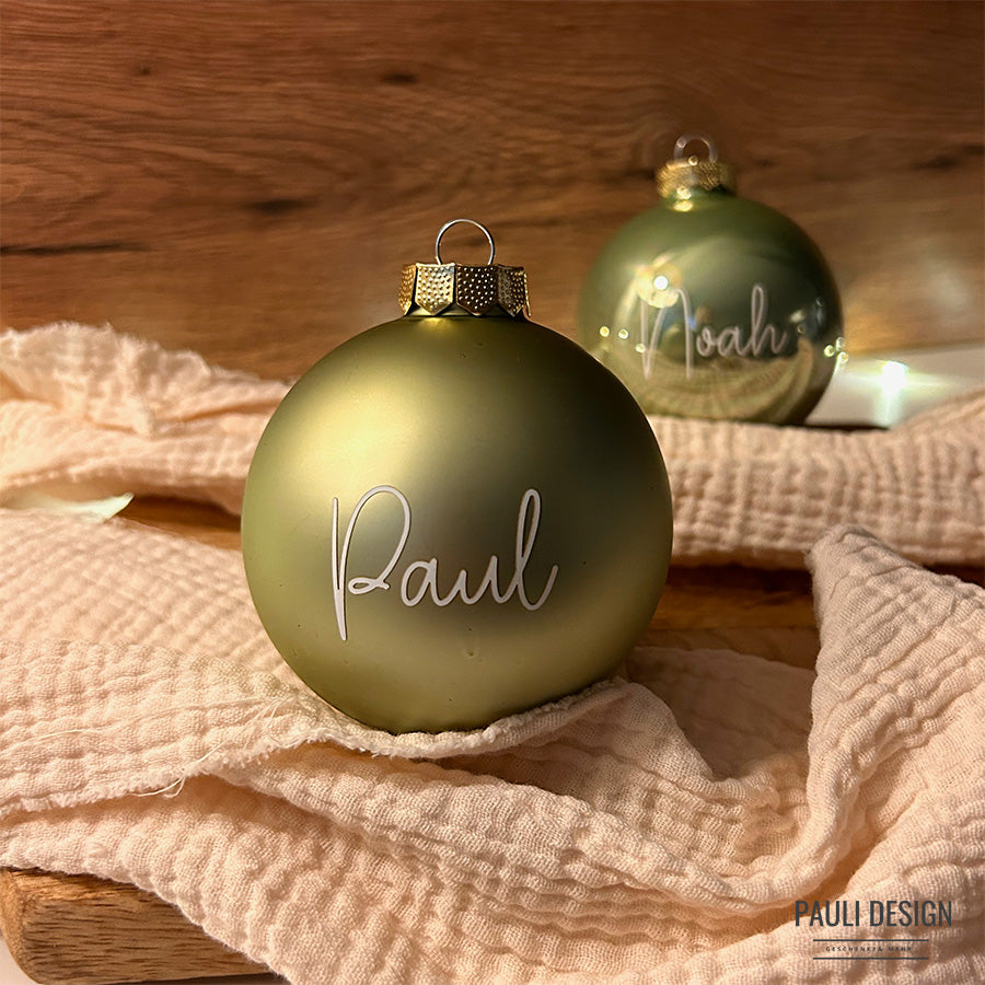 Baumschmuck 8cm Echtglas #new inkl. Name Weihnachtskugel viele Farben