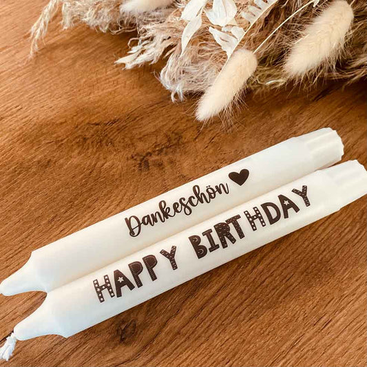 Stabkerze Happy Birthday - Dankeschön